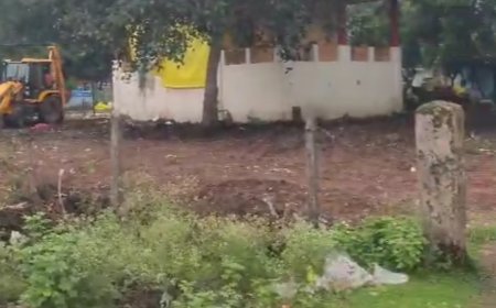 मंदिर परिसर में पुराने पेड़ काटने और दीवार तोड़ने का आरोप, रहवासियों में आक्रोश