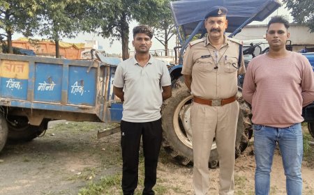 अवैध रेत से भरा ट्रैक्टर पकड़ाया बिजरी पुलिस की कार्रवाई