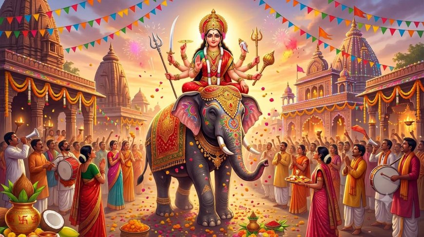 शारदीय नवरात्र में हाथी पर आएंगी मां दुर्गा, सुख-समृद्धि के संकेत